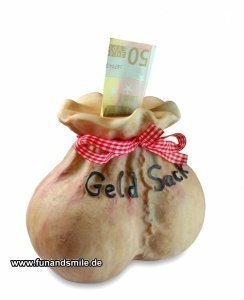 Spardose Geldsack, das witzige Sparen