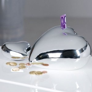 Spardose Silbernes Herz, klein