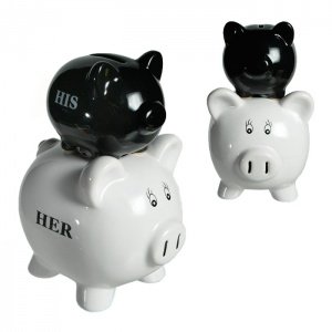 Spardose für Paare "His = Her"