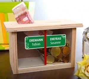 Spardose mit Namen für Eheleute oder and