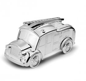 Spardose versilberter Feuerwehrwagen