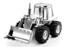 Spardose versilberter Traktor