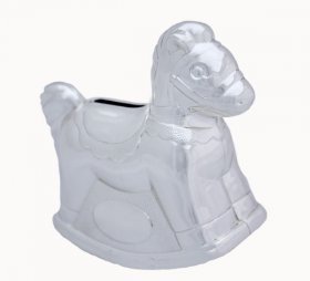 Spardose versilbertes Schaukelpferd