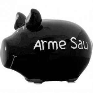 Sparschwein Arme Sau schwarz