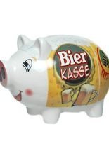 Sparschwein Bier-Kasse aus Porzellan