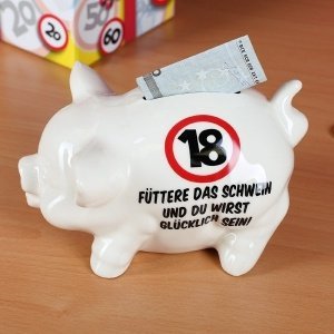 Sparschwein zum 18. Geburtstag zum aufsc