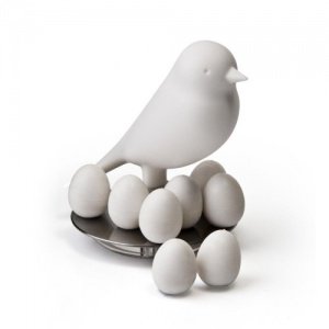 Spatz Schale mit Ei Magneten weiss/weiss