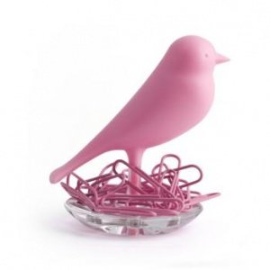 Spatzennest Büroklammernhalter pink von 