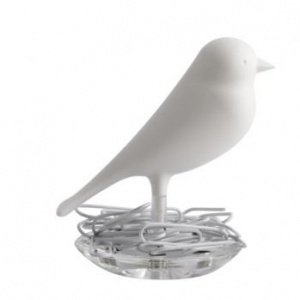 Spatzennest Büroklammernhalter weiss von