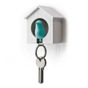 Spatzenschlüsselring weiß-blau