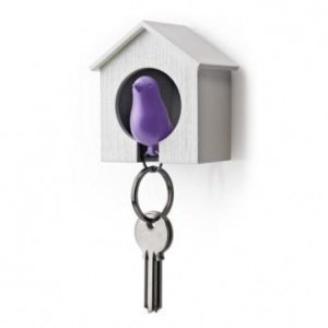 Spatzenschlüsselring weiß-lila