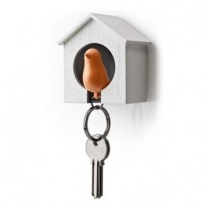 Spatzenschlüsselring weiß-orange