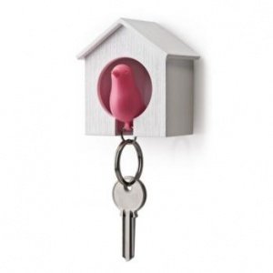 Spatzenschlüsselring weiß-pink von Qualy