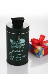 Spendendose Endlich 18 graviert