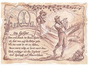 Sportbild Golfer auf Antikpapier im A4-F