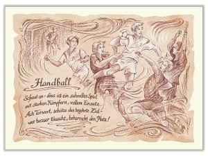 Sportbild Handball auf Antikpapier im A4