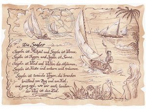 Sportbild Segler auf Antikpapier im A4-F