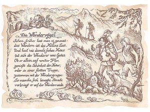 Sportbild Wanderer auf Antikpapier im A4