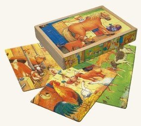 Stallanimo 4 Puzzle Box, Tiere aus Holz