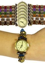 Steampunk Armbanduhr Totenköpfe farblich
