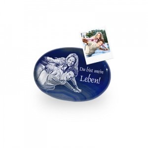 Stein Deluxe Achat Blue Ocean mit Fotogr