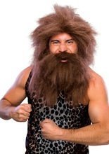 Steinzeit Herren-Perücke mit Bart braun