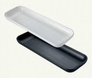 Steinzeug-Tablett, matt glasiert s/w