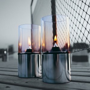 Stelton Öllampe mit Glasschirm klar