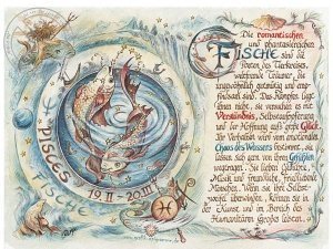 Sternbild Fische auf Antikpapier im A4-F