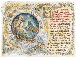 Sternbild Jungfrau auf Antikpapier im A4