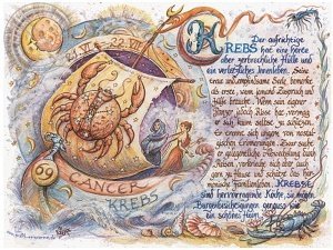 Sternbild Krebs auf Antikpapier im A4-Fo
