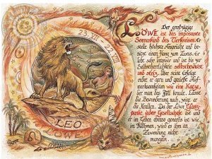 Sternbild Löwe auf Antikpapier im A4-For