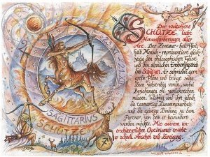 Sternbild Schütze auf Antikpapier im A4-