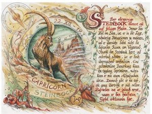 Sternbild Steinbock auf Antikpapier im A