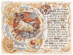 Sternbild Widder auf Antikpapier im A4-F