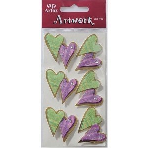 Sticker Artwork Herzen, lila/grün