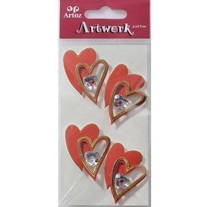 Sticker Artwork Herzen, rot/gold