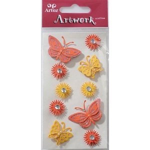 Sticker Artwork Schmetterlinge, rot/gelb