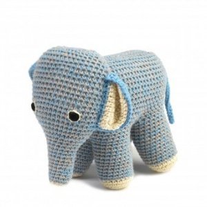 Stofftier Elefant hellblau/beige