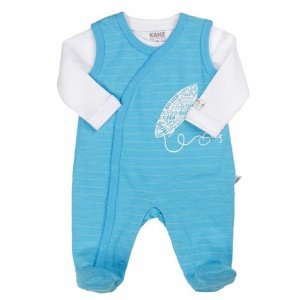 Strampler+Shirt langarm cyan