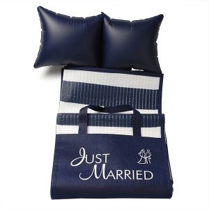 Strandmatte Just Married, marineblau