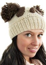 Strickmütze Panda weiss-braun