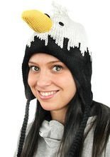 Strickmütze mit langen Bommeln Huhn schw