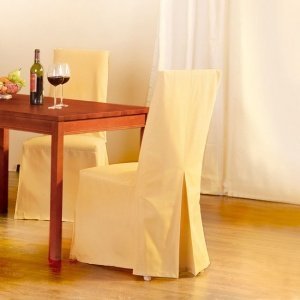 Stuhl mit Husse Kellerfalte, champagner