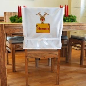 Stuhlhusse Weihnachtselch mit roter Nase