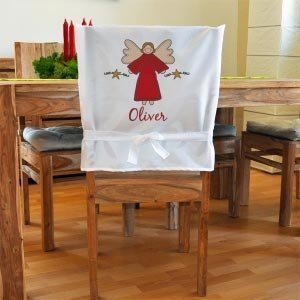 Stuhlhusse Weihnachtsengel mit Namensauf