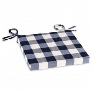 Stuhlkissen mit Bändern Karo Mix blau gr