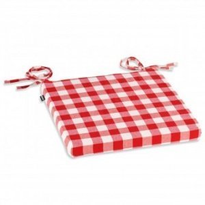 Stuhlkissen mit Bändern Karo Mix rot gro