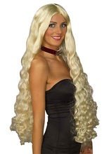 Superlange Locken-Perücke blond