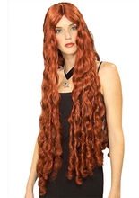Superlange Locken-Perücke kupfer